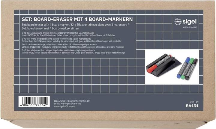 Image du produit Sigel Kit d'accessoires pour tableau blanc (L x H) 130 mm x 60 mm Noir BA151 (Noir, 4 x)