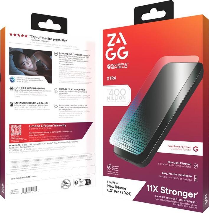 Image du produit Zagg Glass XTR4 (1 pièce(s), Apple iPhone 16 Pro)