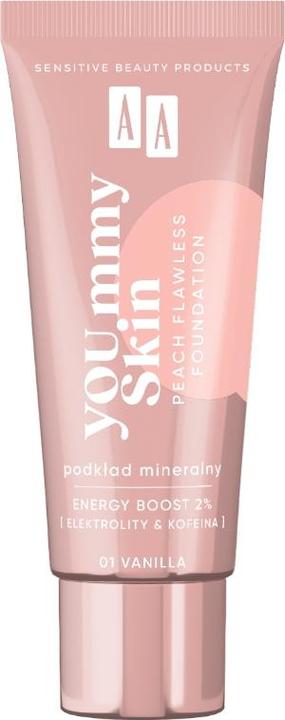 Actual product image Oceanic AA Yoummy Skin Peach Flawless Foundation podkład mineralny dodający blasku 01 Vanilla 30ml (01 Vanilla)