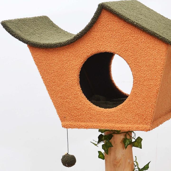 Actual product image Wiltec Fudajo scratching post plant decoration 154cm cat scratching post cat tree cat furniture cat (154 cm, Orange, Green)