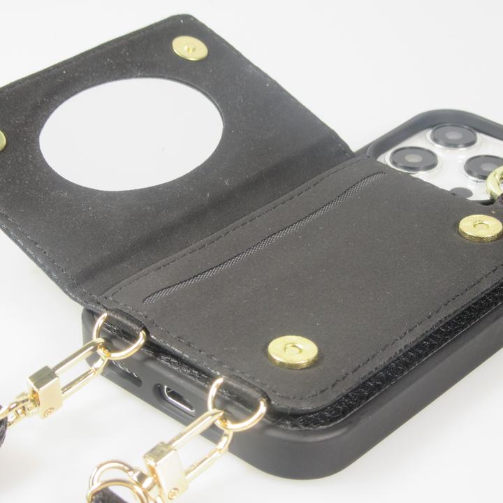 Actual product image PhoneLook Hülle Gepolstertes Leder mit Spiegel und Kartenfach grosse abnehmbare Riemen (Apple iPhone 15 Pro)