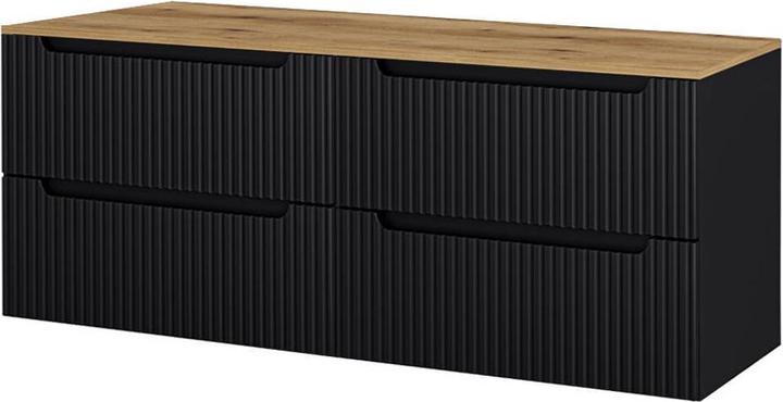 Produktbild En.Casa Waschtischunterschrank Skelbolu 160x60x40 cm Schwarz/Eiche