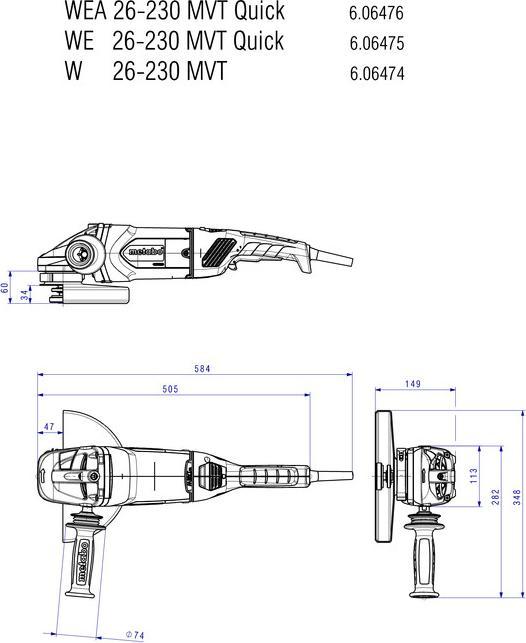Produktbild Metabo WE 26-230 MVT Quick Winkelschleifer (230 mm)