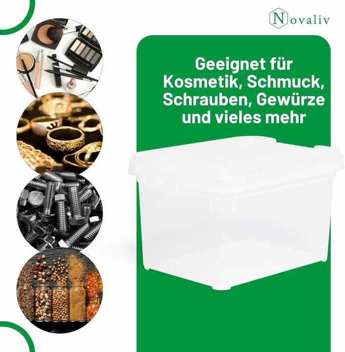 Produktbild Novaliv 5x Aufbewahrungsboxen mit Deckel klein 2 L transparente Nestbar stapelbare Plastikboxen mit (2 l)
