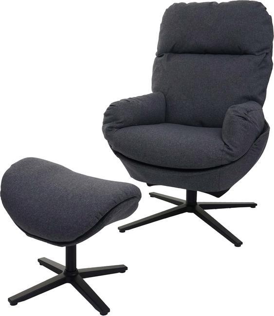 Produktbild Mendler Relaxsessel + Hocker HWC-L12, Fernsehsessel Wippfunktion, drehbar, Metall Stoff/Textil - dunkelgrau