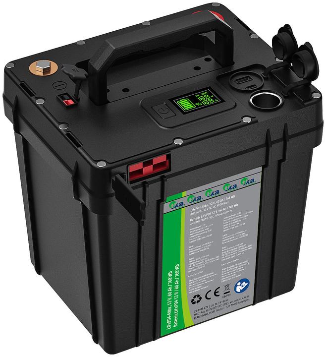Produktbild TKA LiFePO4-Akku mit 60-Watt-Solarpanel, 12 V, 60 Ah / 768 Wh (60 W, 7.33 kg)