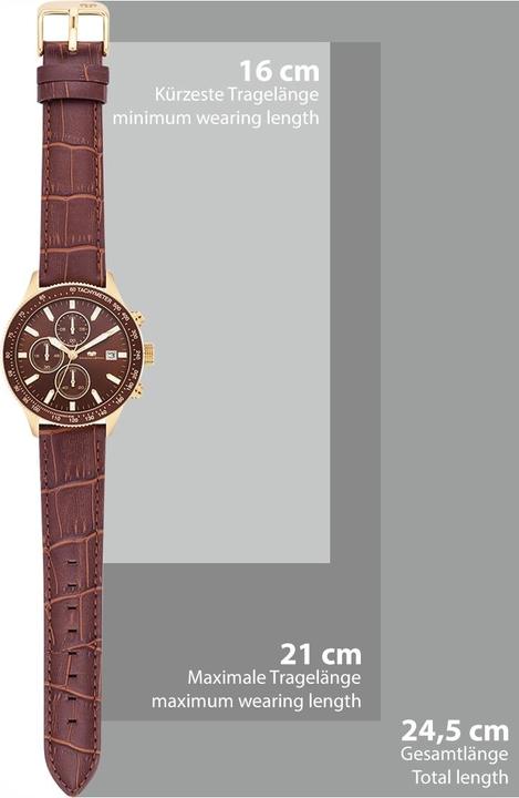 Immagine prodotto Cronografo da uomo Carthago II in vera pelle marrone - 31950 (Cronografo, 43 mm)
