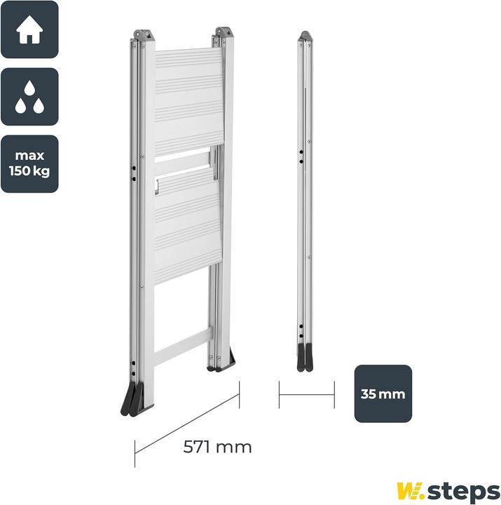 Produktbild Schneider Electric WIBE LADDERS Vikingstep midi 2 trin. H:480mmxB:571mmxD507mm. Vaegt 5,1kg (Trittleiter, 50.70 cm)