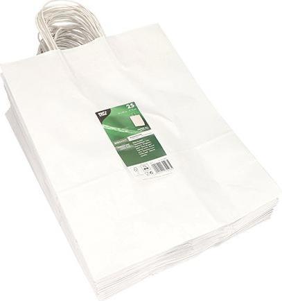 Actual product image Papstar Paper carrier bag, 350 x 260 x 120 mm, white made of kraft paper, 80 g/sqm, load capacity: 7 kg (Gift bag, 25 x)