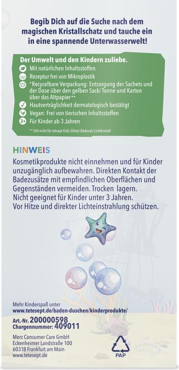 Nährwerte und Zutaten Tetesept Spannende Unterwasser Abenteuer (Schaumbad)