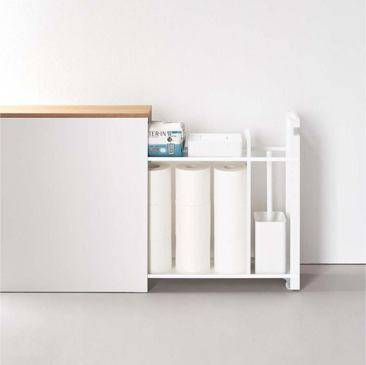 Actual product image Yamazaki Pull-out shelf with wooden shelf TOWER (14 x 56 x 55 cm)