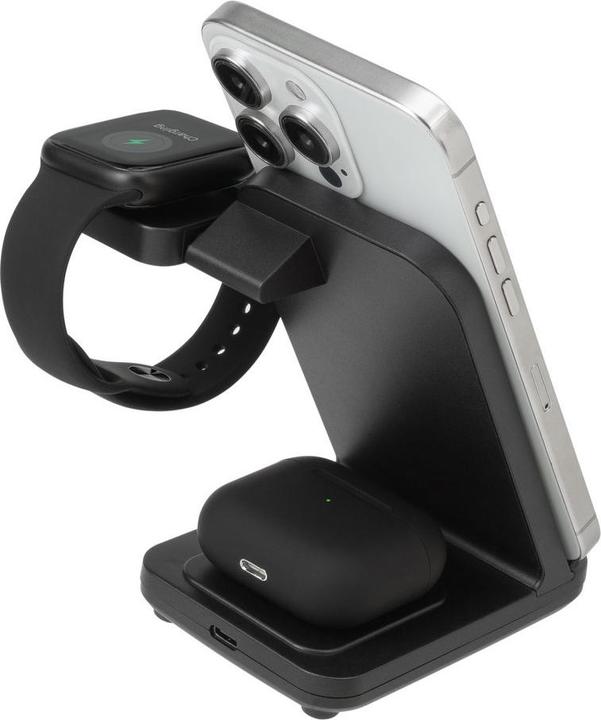 Image du produit Rivacase VA4916 WH3 Chargeur sans fil 3 en 1, charge 3 appareils simultanément, certifié Qi (15 W)