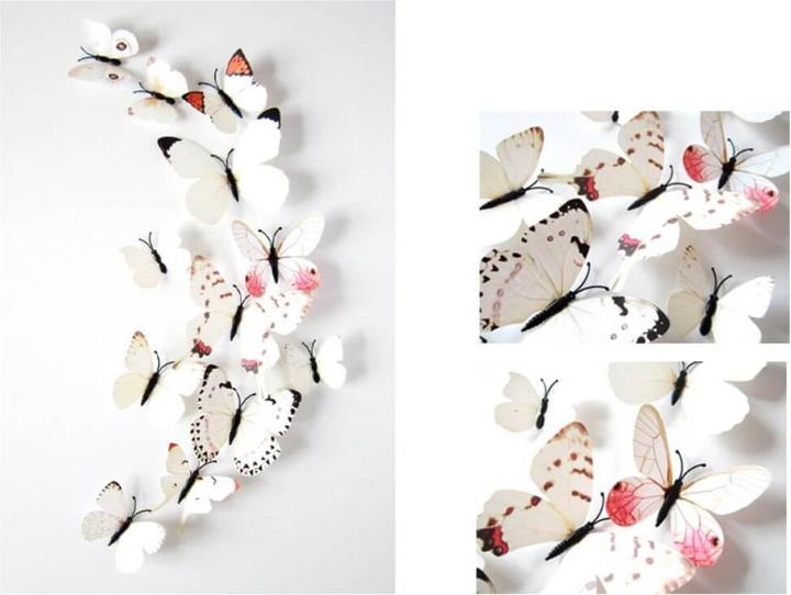 Cover-Discount 12pcs 3D Butterflies Wall Sticker Deco white