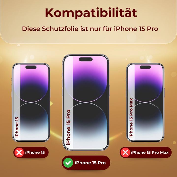 Produktbild Protectorking 2x echtes Tempered 9H Panzerhartglas 3D KLAR (2 Stück, Apple iPhone 15 Pro)