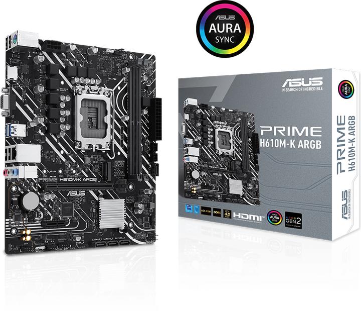 Actual product image ASUS MB PRIME -K ARGB Intel,1700,DDR5,mATX (LGA 1700, Intel H610, mATX)
