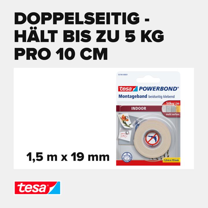 Produktbild tesa Powerbond INDOOR doppelseitiges Montageband (19 mm)