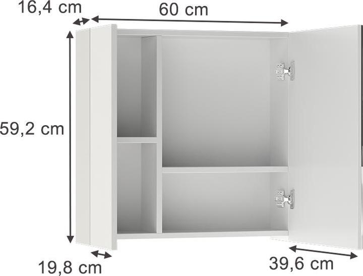 Immagine prodotto Vichy Badspiegelschrank Leopold, Weiss, 60 x 59.2 cm Mit Regalböden und 1 Spiegeltür