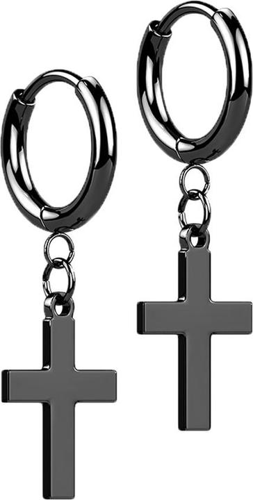 Star Piercing Ohrring schwarz Anhänger Kreuz klein (ohne Messing, Chirurgenstahl 316L)