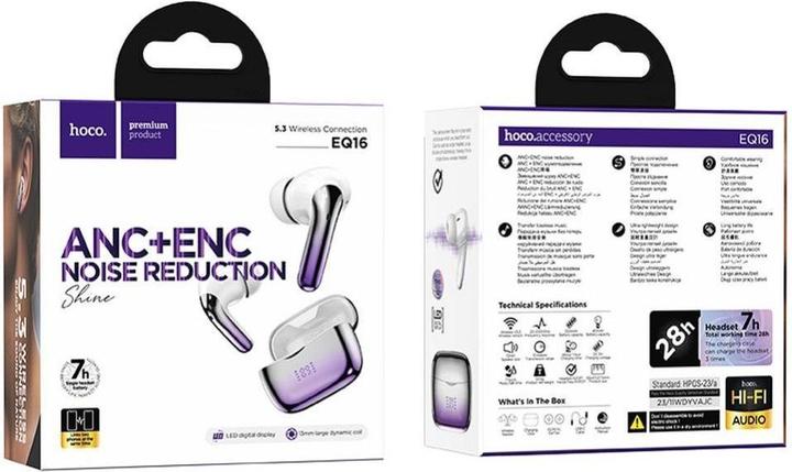 Immagine prodotto Hoco Cuffie Bluetooth effetto cromo (ANC, 7 h, Cablato)