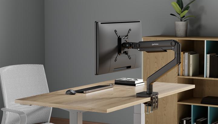 Produktbild Manhattan Tischhalterung mit mechanischer Feder und besonders hoher Traglast für einen Monitor, Aluminium (Tisch, 49")