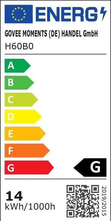 Energie-Label Govee Stehleuchte Uplitghter, Lampensockel: LED fest verbaut (1000 lm)
