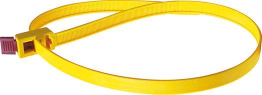Actual product image HellermannTyton Cable tie SpeedyTie® (L x W) 750 mm x 13 mm SPEEDYTIE-PA66-YE-V1 Color: Yellow, Red 5 pcs. (Plastic cable ties, 750 mm, 5 pcs.)