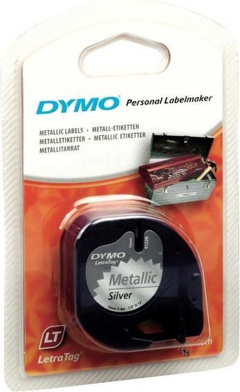 Actual product image Dymo Metal strap black on silver (1.20 cm, Black)