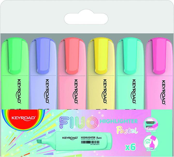 Keyroad Highlighter, pastel, 6 pieces, box, colour mix (6 x)