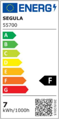 Label énergétique Segula 55700 Ampoule LED E27 F (E27, 6.50 W, 650 lm, 1 x, F)