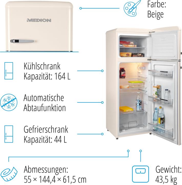 Produktbild Medion Kühl-Gefrierkombination Retro MD 37258 A++ (164 l)