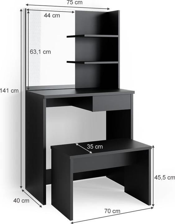 Produktbild Vicco Dekos mit Hocker (75 x 40 x 141 cm)