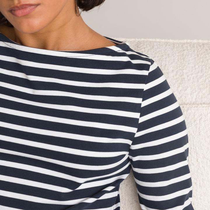 Immagine prodotto La Redoute Collections Camicia a maniche lunghe con scollo a barca e motivo a righe (XS)