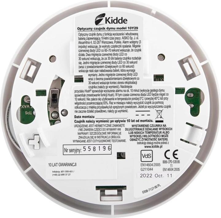 Actual product image Kidde DAAF 10Y29 smoke detector Photoelectrical reflection Wireless