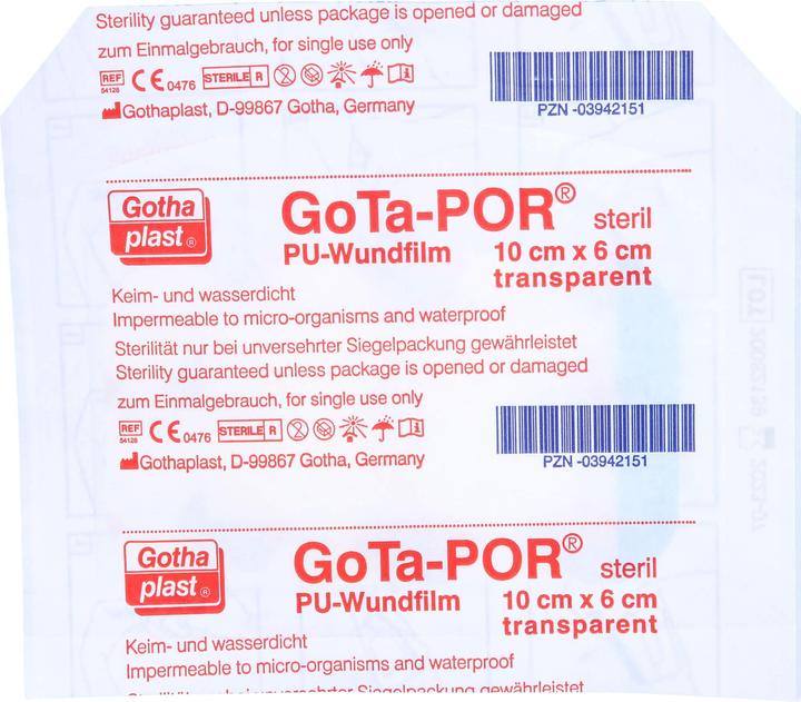 Actual product image Gothaplast GoTa-POR sterile 10 cm x 6 cm transparent PU wound film, 1 pc. plaster (1 x)