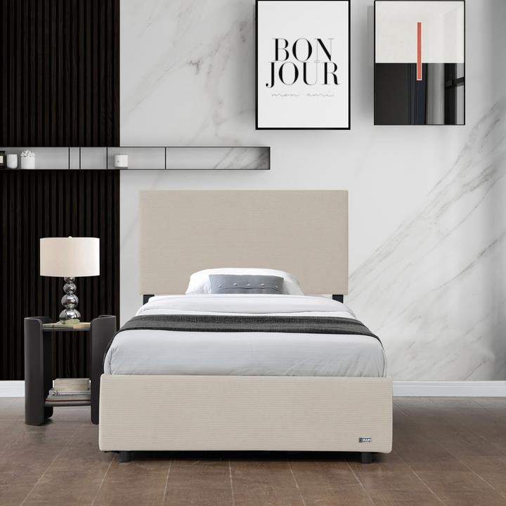 Produktbild Corium Polsterbett Juva mit Matratze und Bettkasten 90x200 cm Beige (90 x 200 cm)