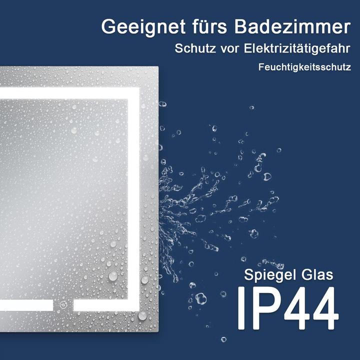 Produktbild SONNI LED beleuchteter Spiegelschrank, 80 x 60 cm, Edelstahl, warmweisses Licht 4000k