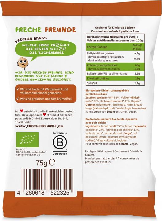 Valeurs nutritives et ingrédients Freche Freunde Bretzel insolent (80 g)