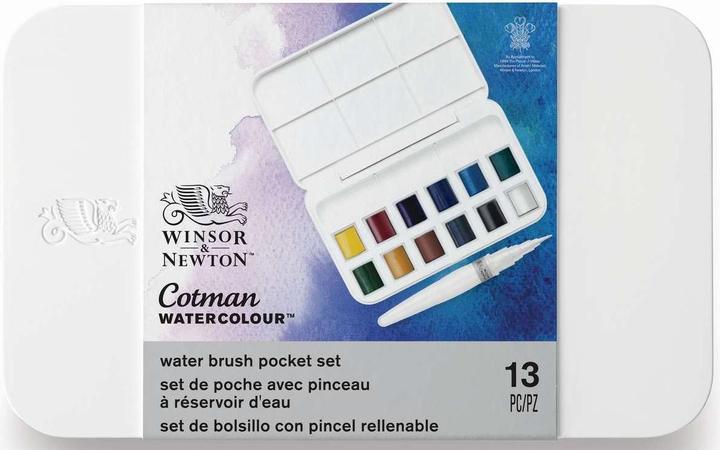 Winsor & Newton Aquarel Cotman (Chinees Wit, Citroengele tint, Gebrande sienna, Turkoois, Ultramarijn, Dioxazine Paars, Sapgroen, Viridian tint, Okergeel, Lamp Zwart, Alizarine karmozijnrode tint, Payne 's grijs)