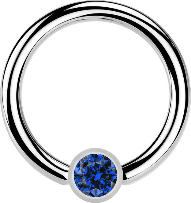Star Piercing Ball Closure Ring silber und Kristall dunkelblau (ohne Messing, Chirurgenstahl 316L)