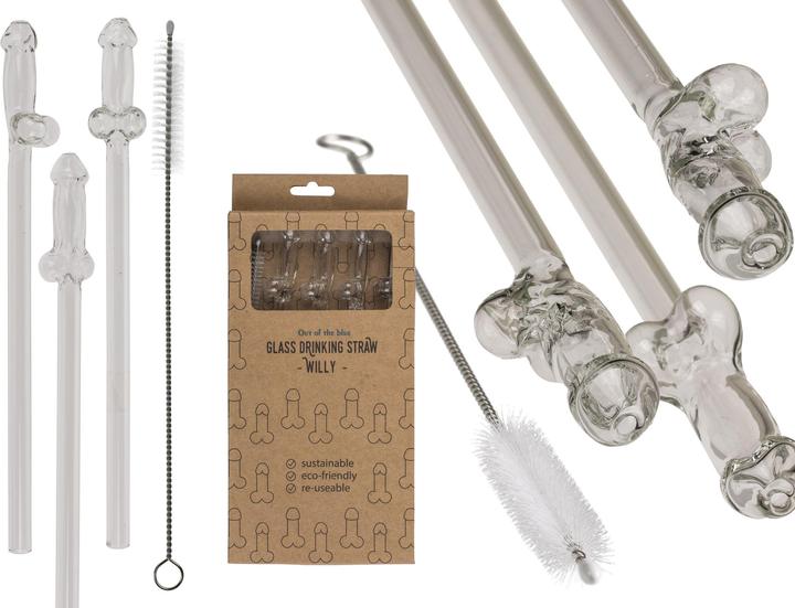 Produktbild NoBraPro Glass Drinking Straw Willy (4 x)