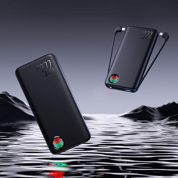 Productafbeelding Joyroom JR-L014 22,5 W 10000 mAh powerbank met geïntegreerde USB-C/ Lightning-kabels + USB-A - USB-C (10000 mAh, 12 W, 37 Wh)