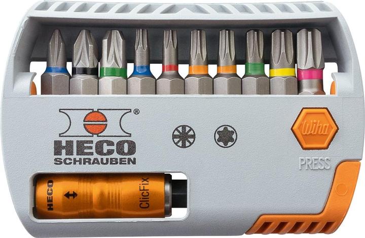 Heco Sélecteur de bits HECO- et Pozi-Drive avec code couleur 11 pcs.