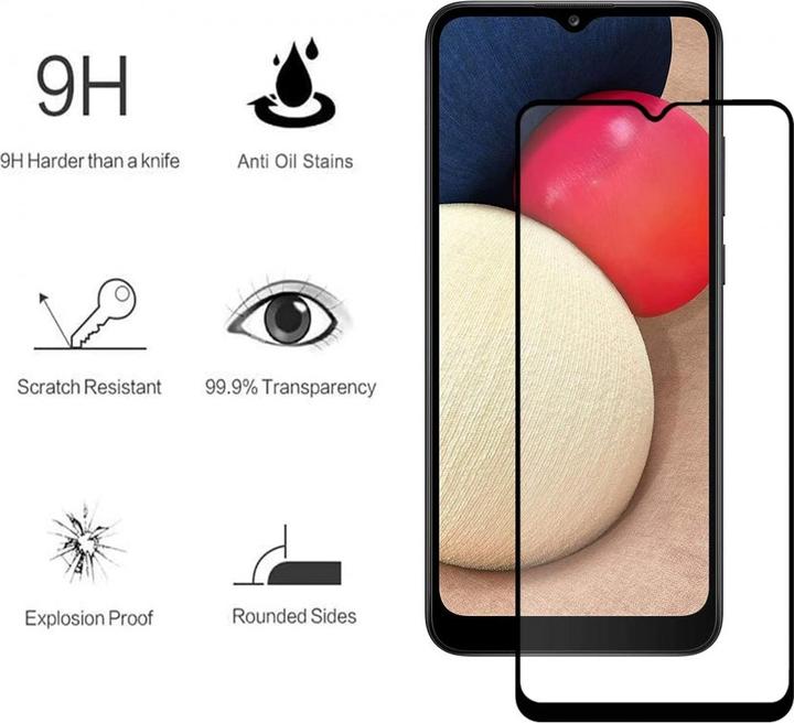 Produktbild Screenguard Samsung Galaxy A02s Full Screen Panzerglas Schutzfolie 2.5D 9H (1 Stück, Samsung Galaxy A02s)
