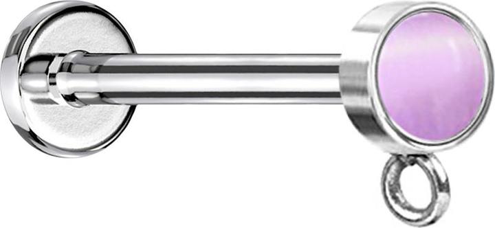Star Piercing Micro Labret Innengewinde silber mit Zylinder viloletter Katzenauge Stein Ring für Anhänger (Mineralisch, Chirurgenstahl 316L, ohne Messing)