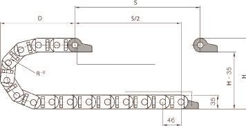 Immagine prodotto igus Catena portacavi2400.05.125Dimensione interna 25x57mm, raggio 100mm