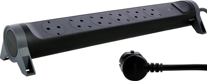 Actual product image Legrand Rotating power strip 6x socket, SPD, 1.5m cable Black 694513 (6 x, CEE7, 1.50 m)