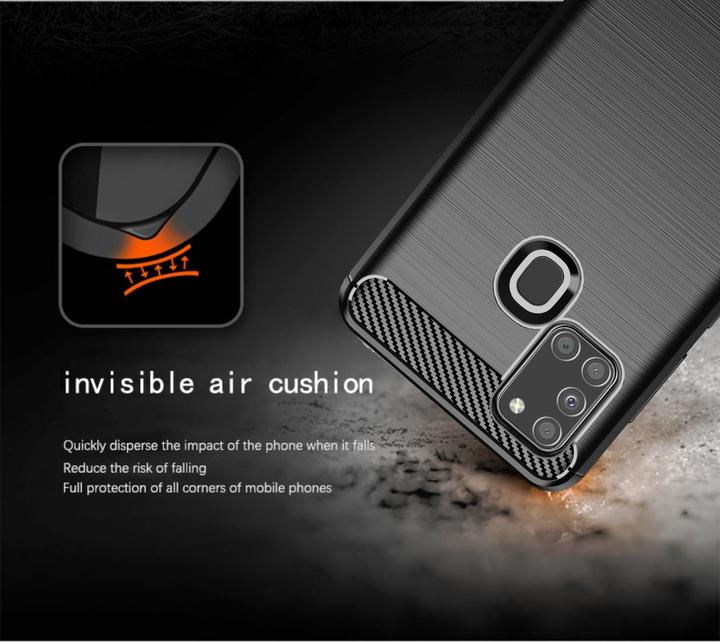 Actual product image Cadorabo TPU Ultra Slim carbon stainless steel Combi Cover (Samsung Galaxy A21s)