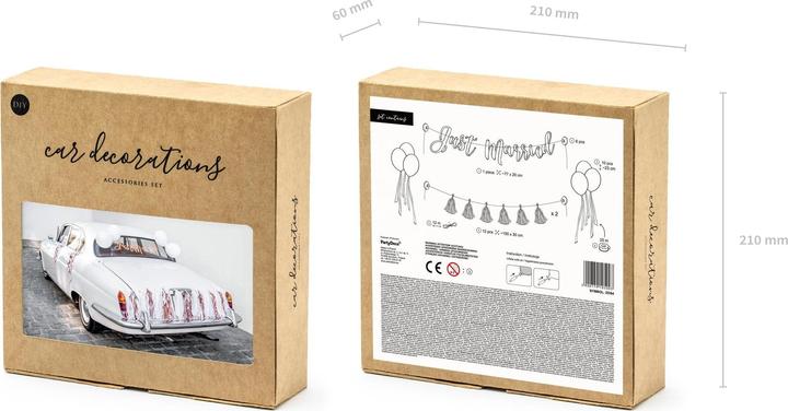 Image du produit Partydeco Set de décoration de voiture pour accessoires de fête or rose/blanc