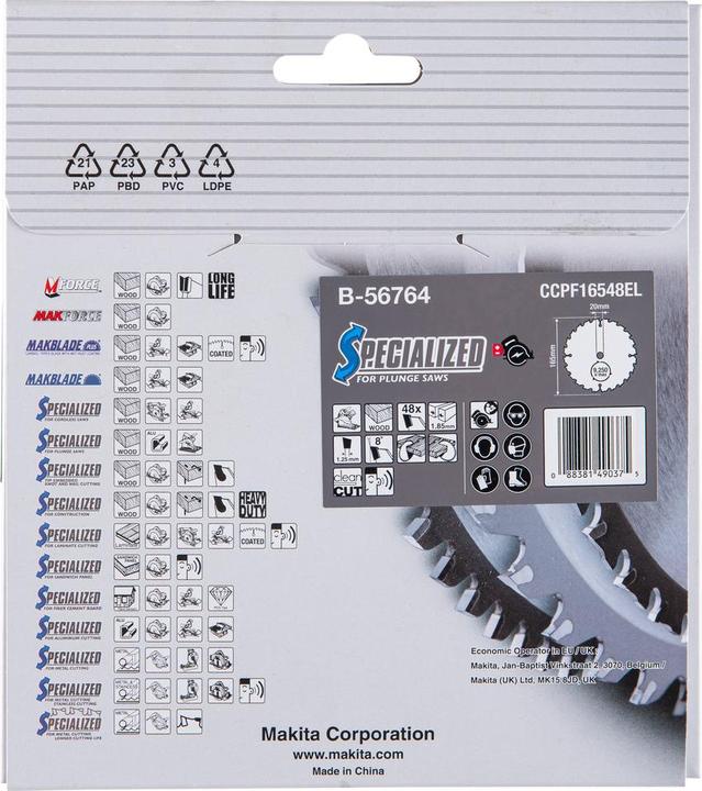 Actual product image Makita SPECIALIZED circular saw blade for wood 165 x 20 x 1,85 mm 48 teeth ( B-56764 )