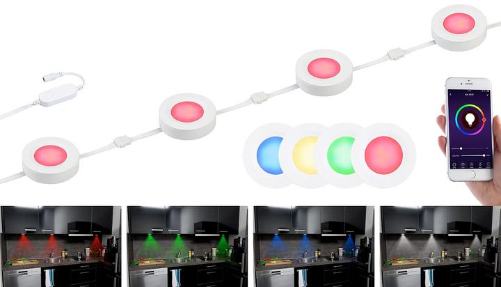 Image du produit Lunartec Jeu de 4 lampes d'extension pour les luminaires d'agencement LED ULA-100 (RGBW, 7 cm)